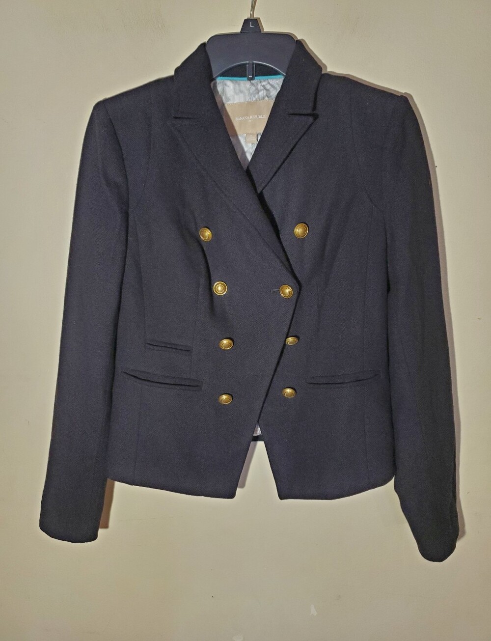 Banana Republic Double-Breasted Blazer with Gold Buttons Wool Size 6
